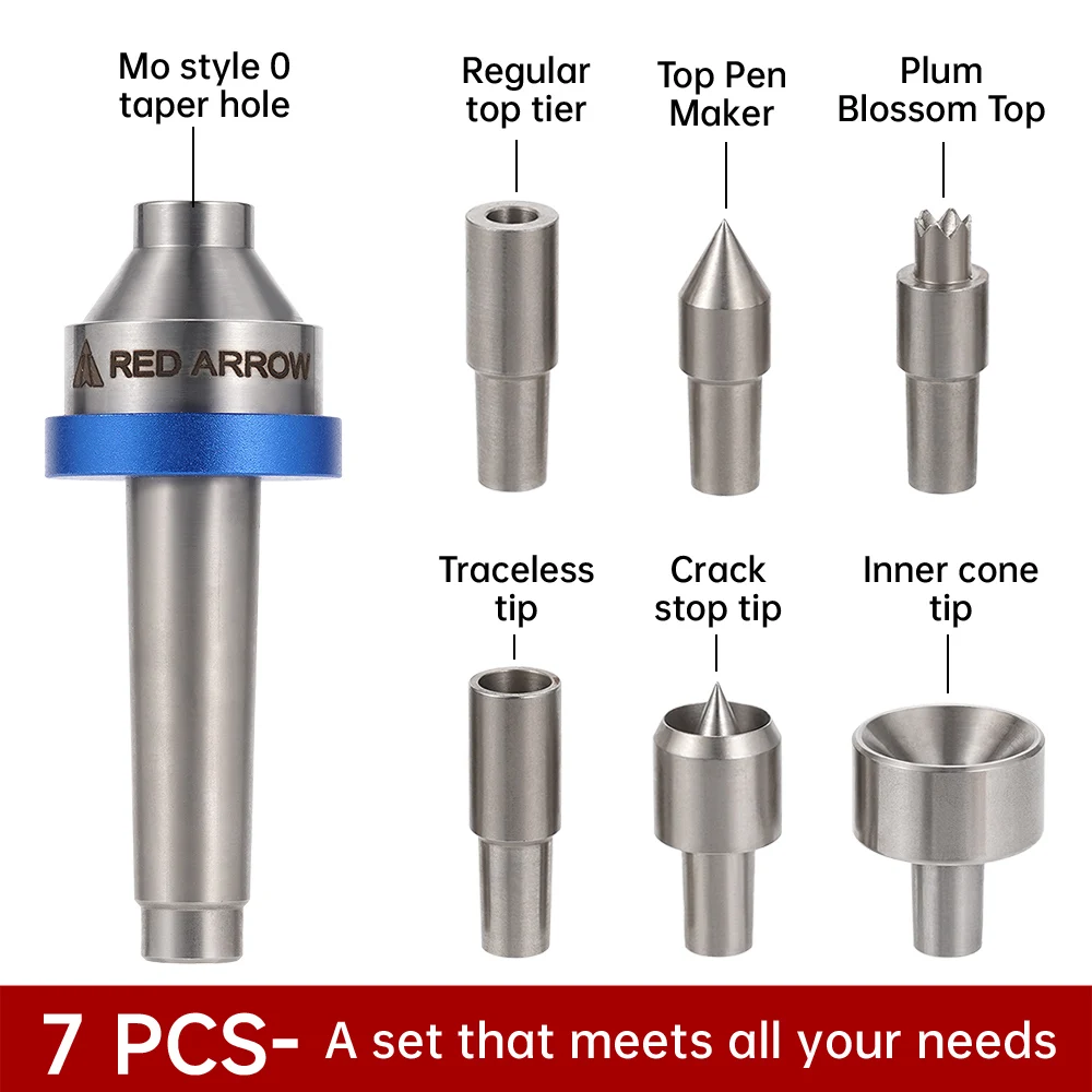 Woodworking Interchangeable Live Center MT2 Morse Taper 2 Shank with 6pcs Interchangeable Center Live Points Wood Lathe Tool