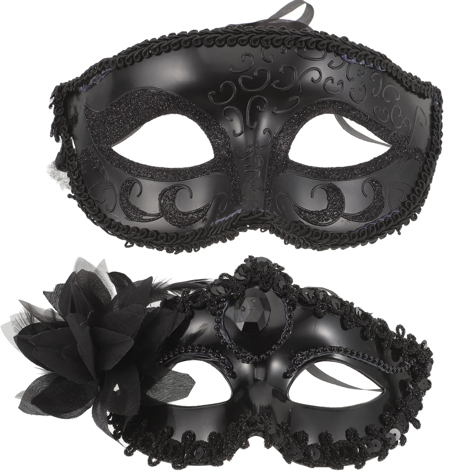 

2Pcs Half Face Masks Retro Masquerade Masks for Couple Party Decorations Halloween Props Costume Supplies Easy Wear