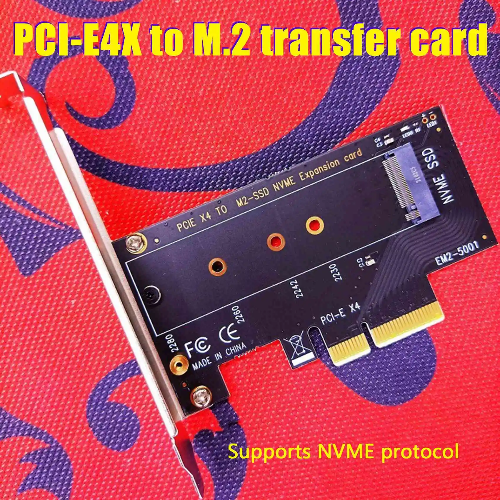 M.2 NVMe SSD to PCIe Adapter Card PCI-E 4X to M.2 Riser Card NVME SSD Expansion Card Support PCI-E 4X 8X