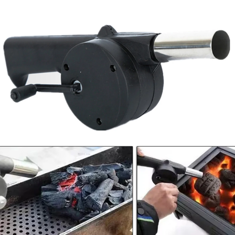 BBQ Fan Air Blower Fast Fire Starter Portable Manual Hand Crank for Outdoor Picnic Camping Cooking Barbecue Charcoal Grills Stov