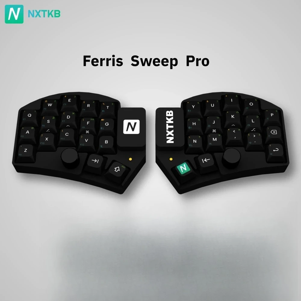 Ferris Sweep Pro Low Profile Bluetooth Split Keyboard Customized Hot Swap Dual-Mode Wireless 34 Keys 2000mAh Accessories Gift