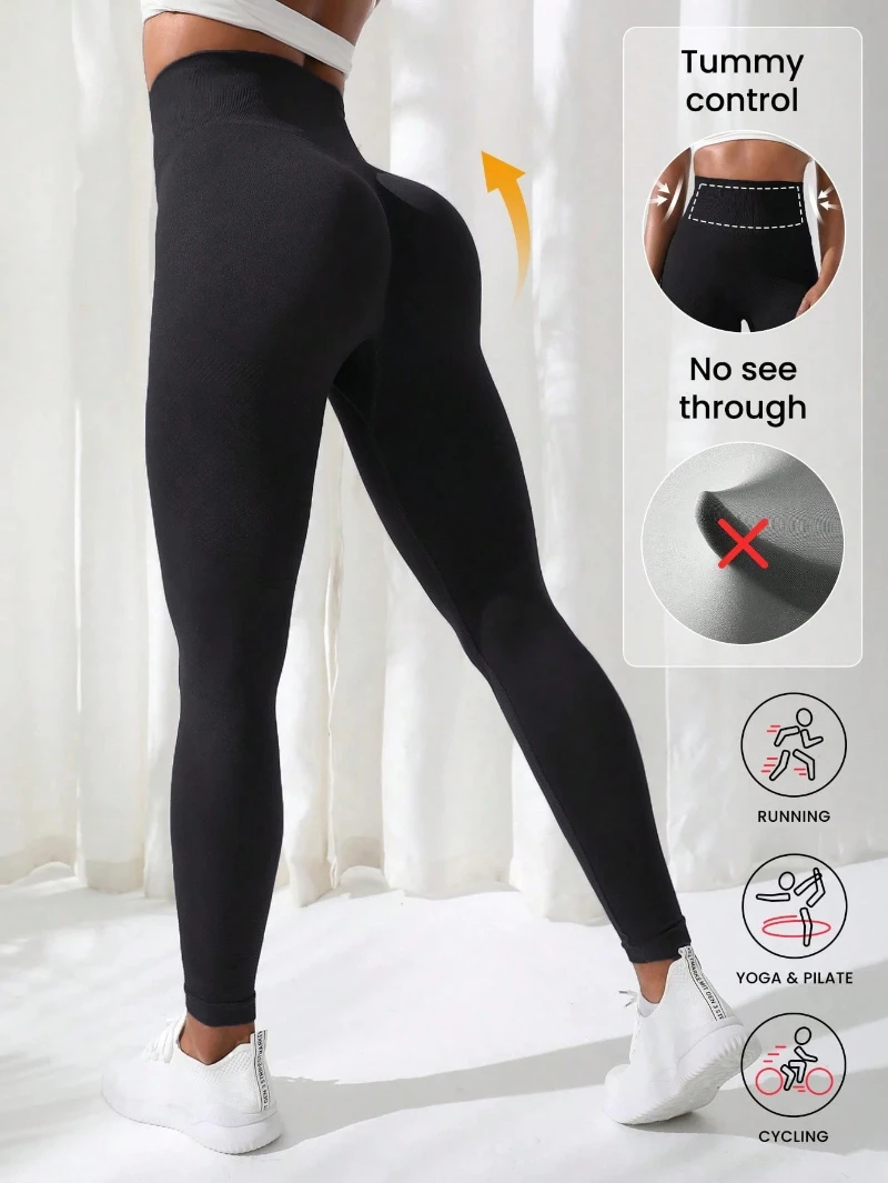 المرأة عالية الخصر لا الجبهة التماس الظهر العميق الخامس الأرداف خط الجري في الهواء الطلق ممارسة بيلاتيس اليوغا سروال ضيق تشغيل السراويل الصالة الرياضية