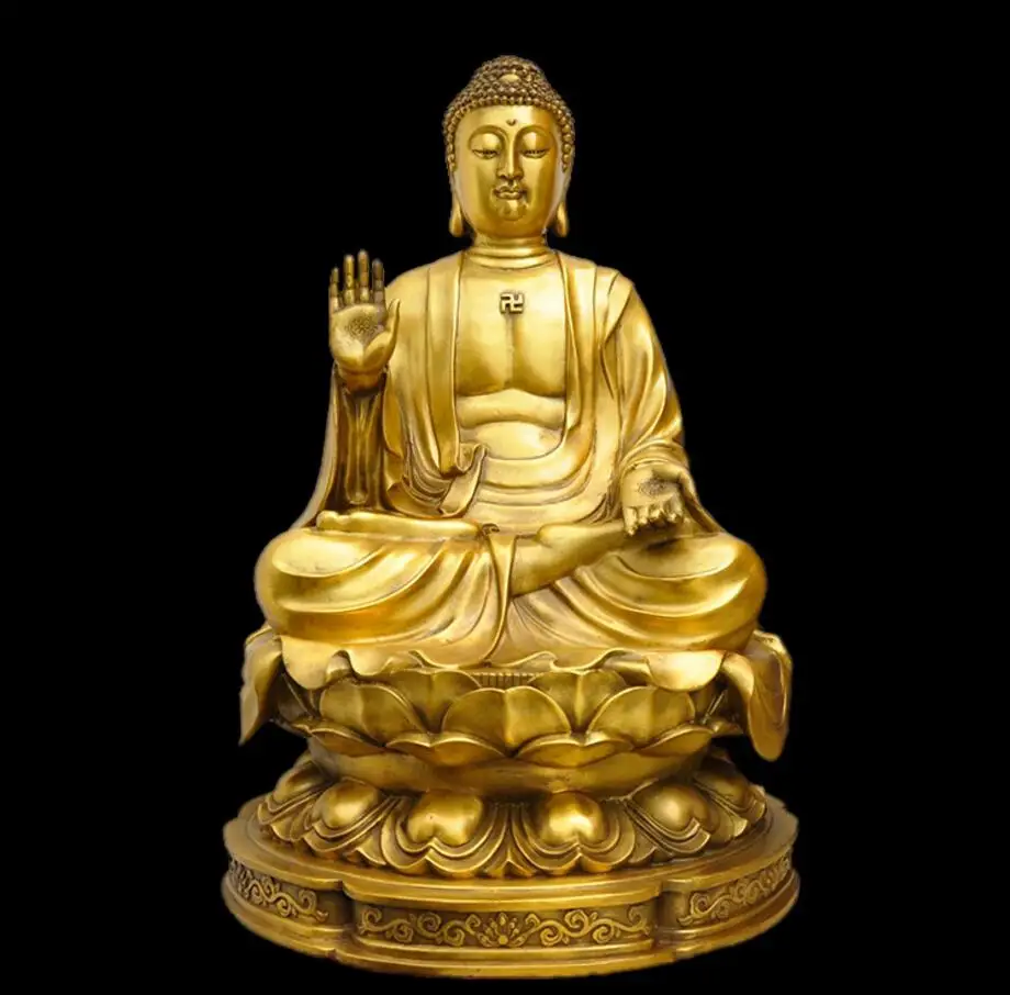 

Copper Statue Pure copper Buddha, Sakyamuni Buddha home, living room, Buddha Hall, sacrificial ornament, safe Buddha ornament