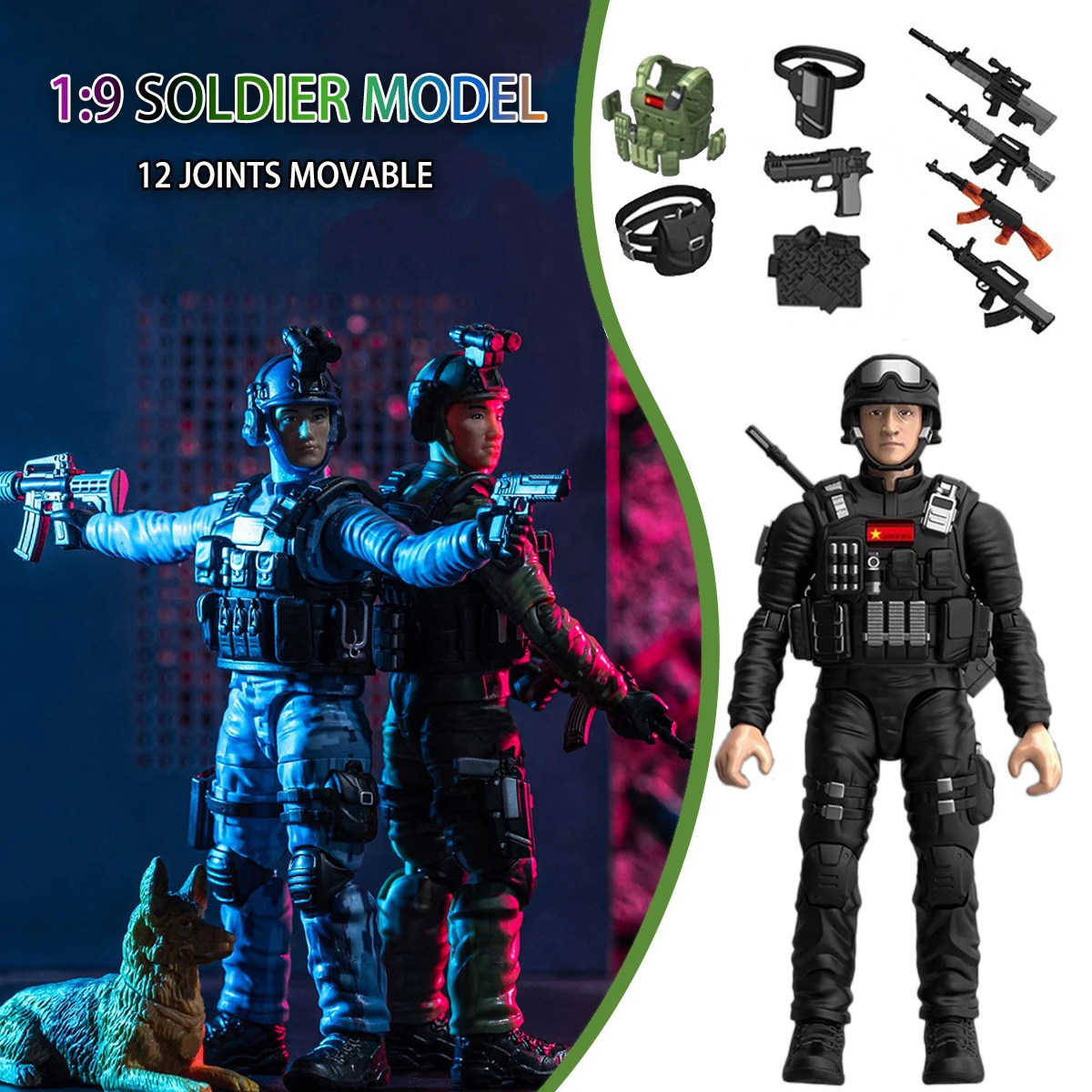 Movable Tactical CS Dolls para Crianças, Bonecas de Simulação, Brinquedos, Adequado para Enfeites Coleção, 1:9, Novo