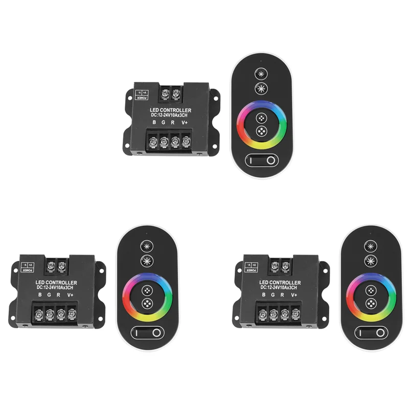 

A99E-3X 30A Contact RGB RF Remote Control DC 12V 24V 3Channelx10a 360W/720W Controller For LED Strip Light SMD 5050