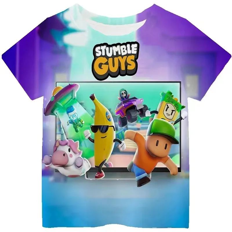 

2025Trendy Cartoon Game Character T-shirt 3D Printing Boys and Girls Fashionable Casual Short-sleeved T-shirt Childrens Clothing