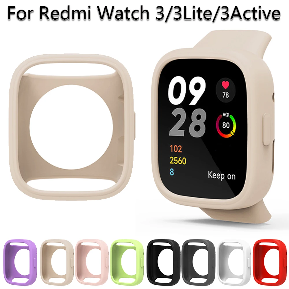 Soft Silicone Case for Redmi Watch 3/3Active/3Lite Rubber Watchband Protective Candy Case Bracelet Super Light Watch Accessories