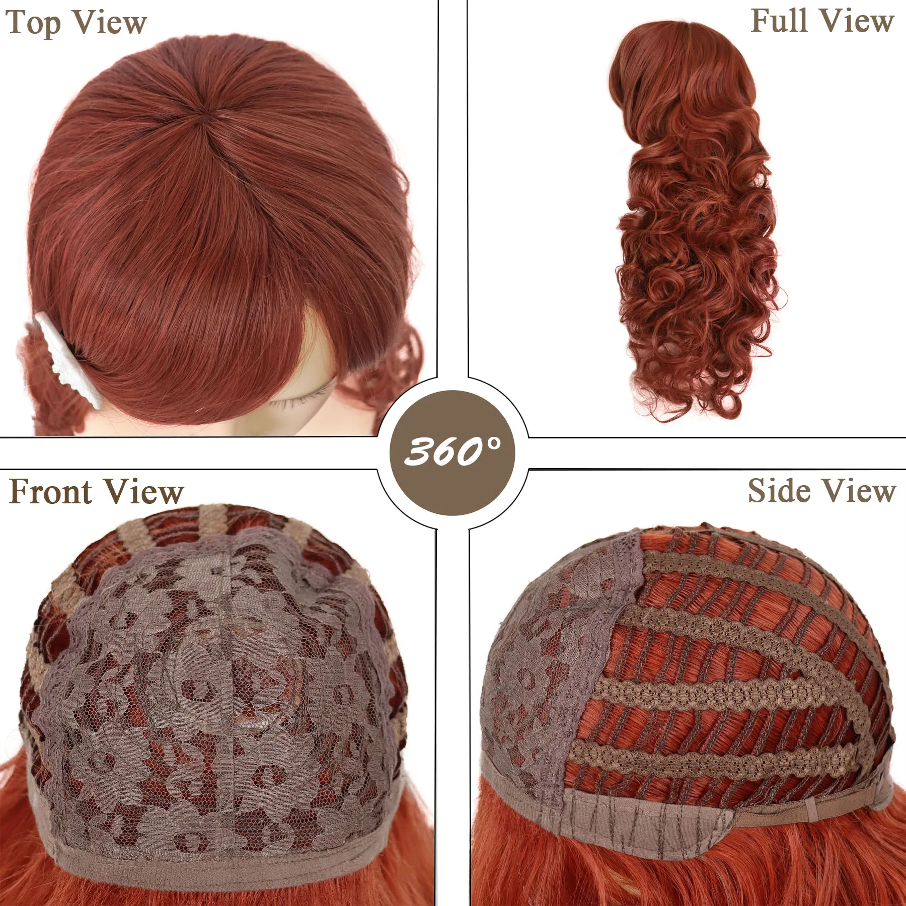 شعبية أوبورن الباروكات الاصطناعية طويلة متموجة شعر مستعار مجعد مع مشبك شعر نجم البحر للنساء الفتيات هالوين عيد الميلاد تأثيري استخدام الحفلات