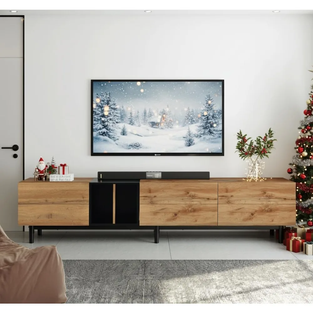 Modern 76.8" TV Stand for Tvs Up to 80", Wooden Entertainment Center with 3