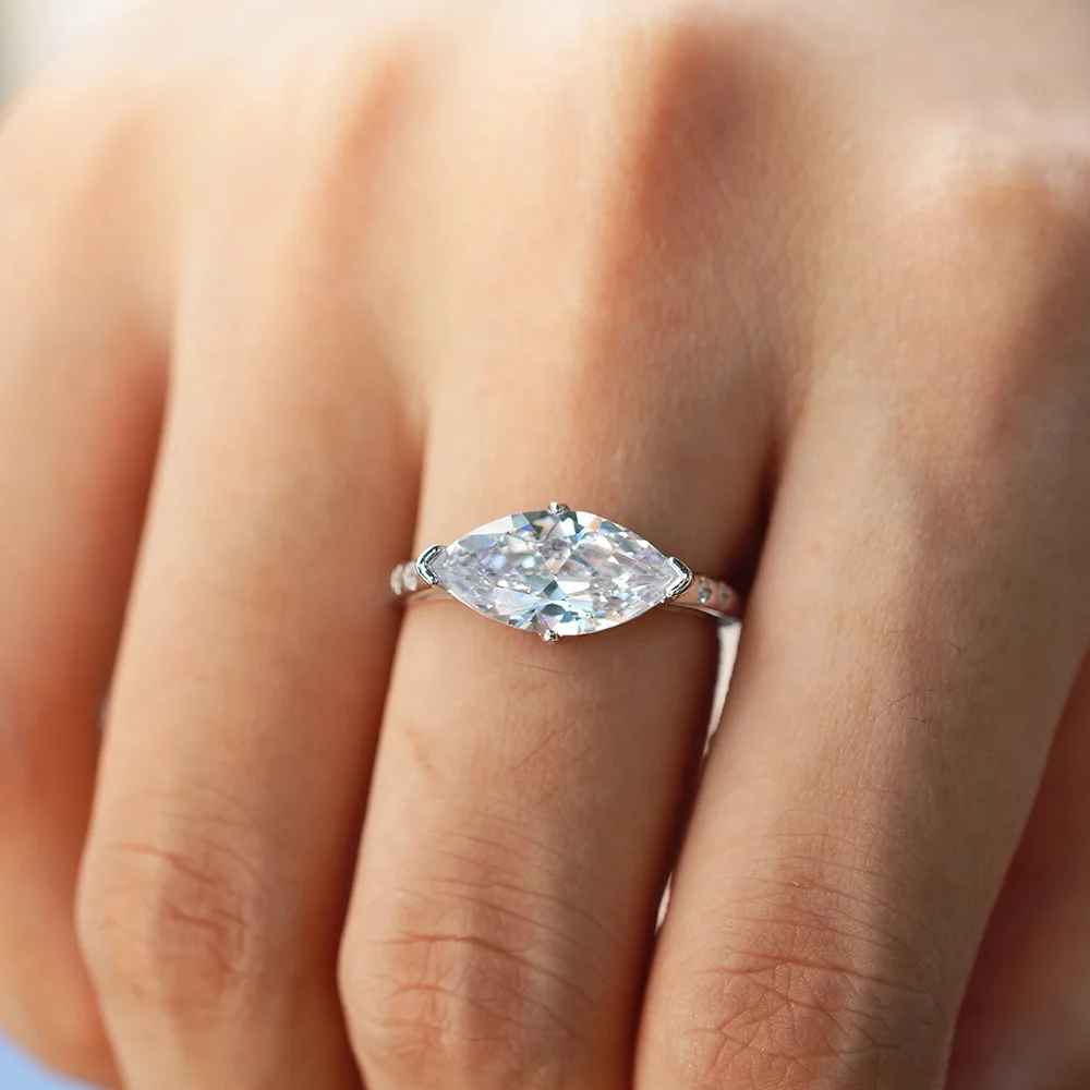 3 carats Moissanite Rings for Women S925 Sterling Sliver Plated White Gold Stackable Dainty Ring Wedding Proposal Jewelry