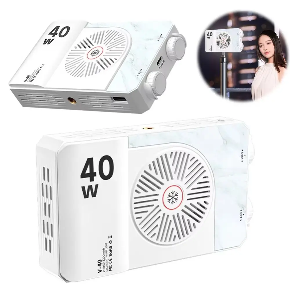 40W RGB LED Camera Light 2800-9000K CRI/TLCI 90+ Pocket Photography Light with Tripod High Power Portable Camera Fill Lamp