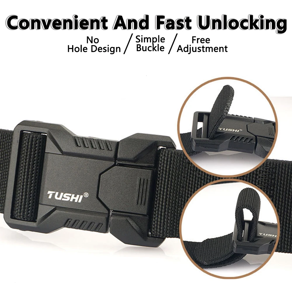 TUSHI New Quick Release Pluggable Buckle Men Belt Breathable Elastic Outdoors Belts For Men Elastic Pants Military Tactical Belt