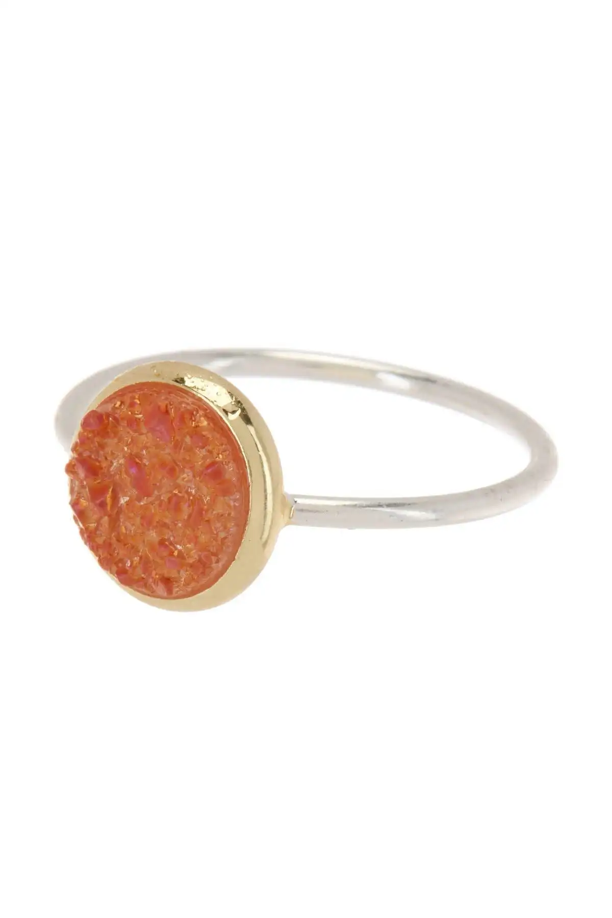 

Peach Druzzy Quartz 2-Tone Ring Jewelry US Size 5-12