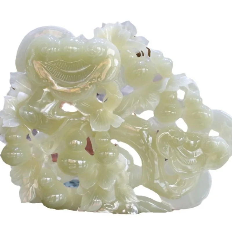 Afghan  gourd Ruyi handicraft jade ornament,  home furnishing living room Fulu jade carving ornament