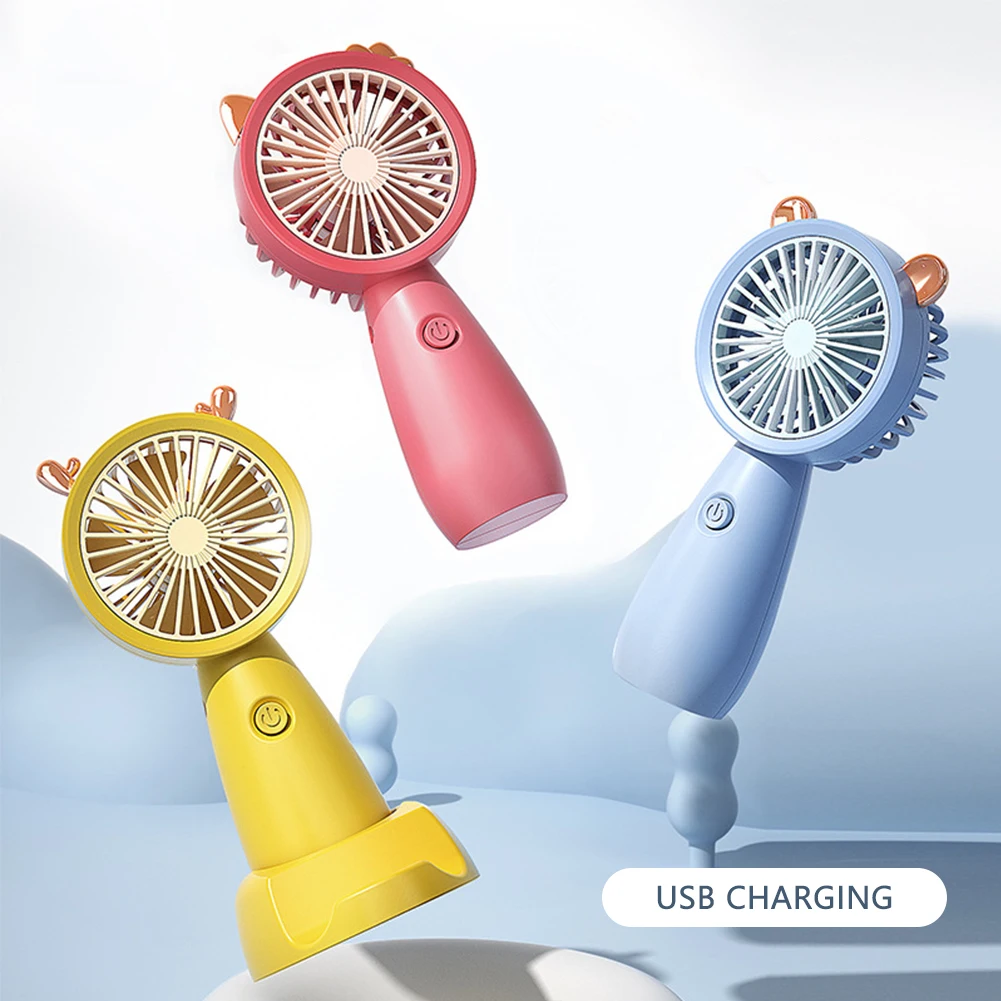 Outdoor Portable Hand Hold Fan with Phone Holder Portable USB Chargeable Mini Fan Handheld Fans with Base Summer 