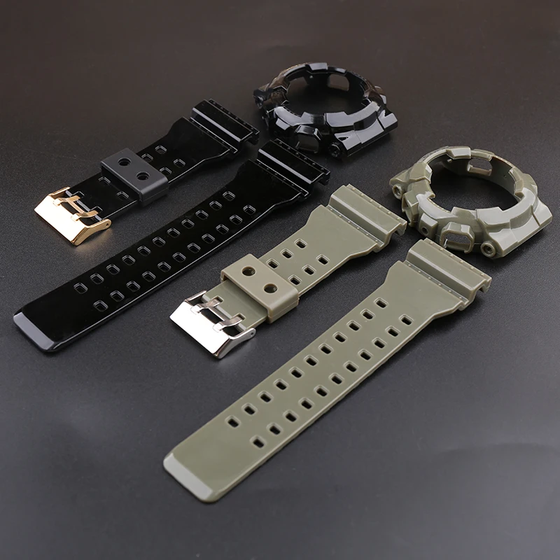 Watch Accessories Pin Buckle Resin Watch Strap for Men GA110 120 140 GD GAX GLS100 Waterproof Sport bright face case