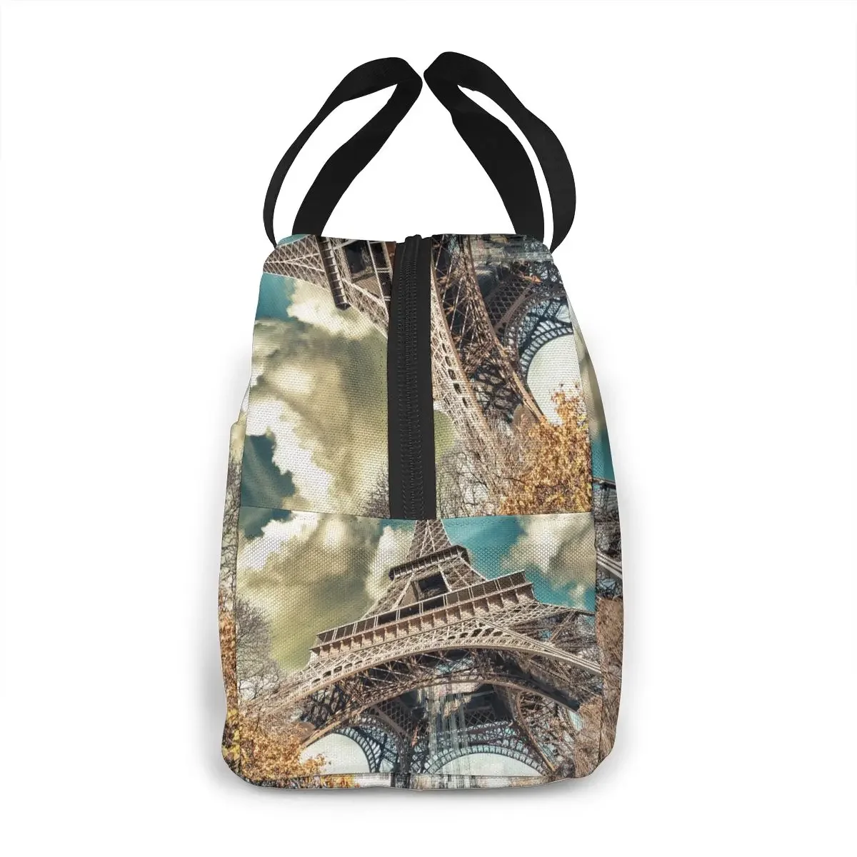 Wonderful Street View Of Paris Eiffel Tower Vegetation Cooler Bag Portable Zipper Thermal Lunch Bag Convenient Box Tote Food Bag