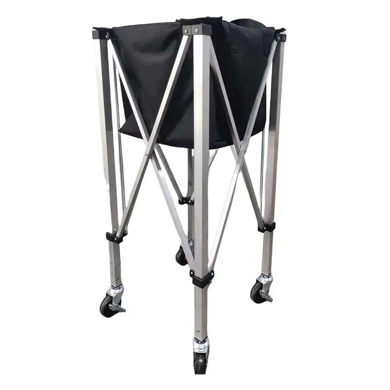 Foldable Tennis Ball Cart Holds Tennis Balls Basket Hopper with Wheels  Portable Baseball Trolley  Without Ball