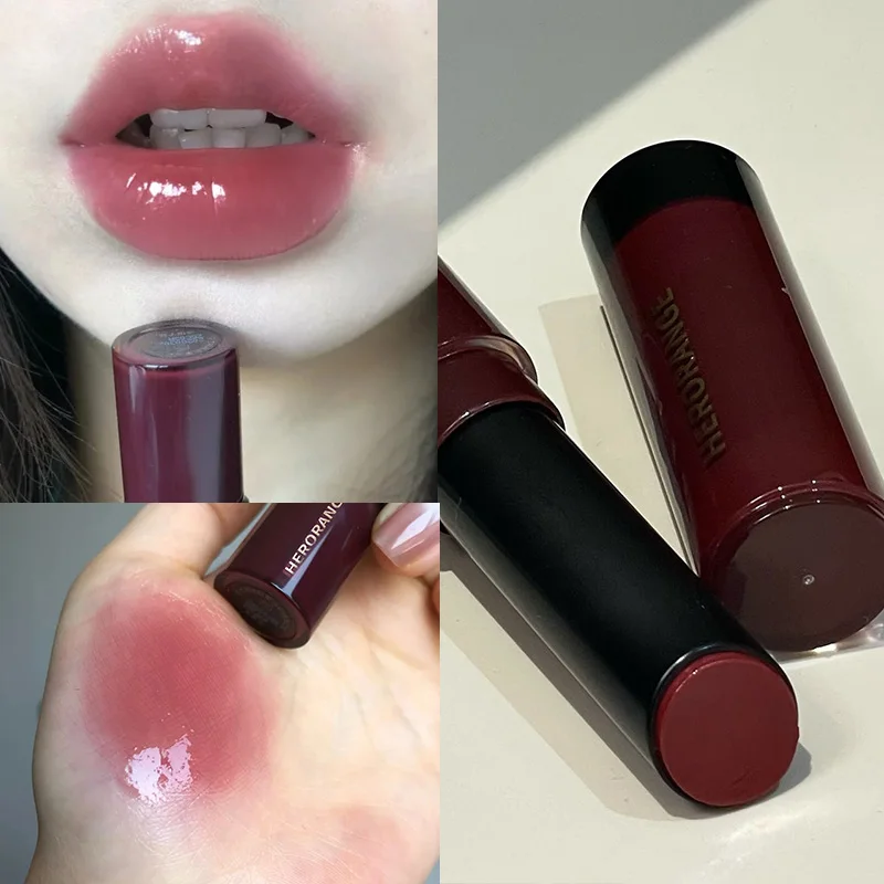 Rossetto effetto specchio con marmellata di biancospino, lucidalabbra a lunga durata, illuminante, idratante, tinta labbra nude marrone effetto gelatina