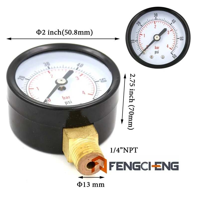 Low Pressure Gauge 0-4 Bar 0-60 PSI for Beer Soda Keg CO2 Regulator, Replacement Gauge
