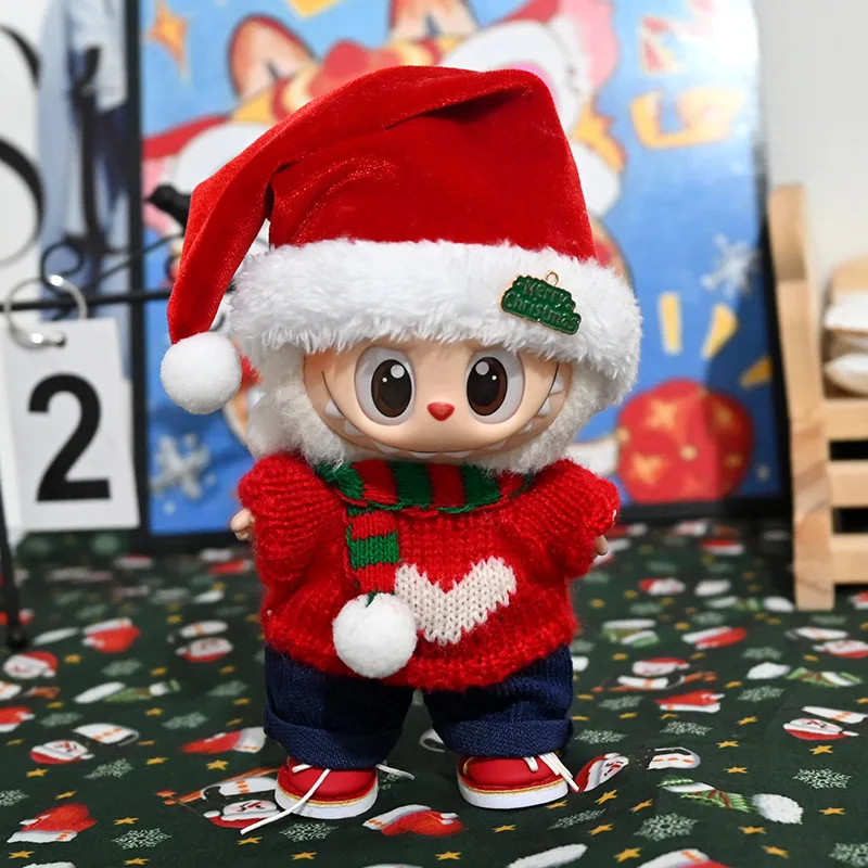 Only clothes, no dolls. for LABUBU Winter Christmas Set, first, second and third generation labubu cotton dolls, 17 cm Labubu