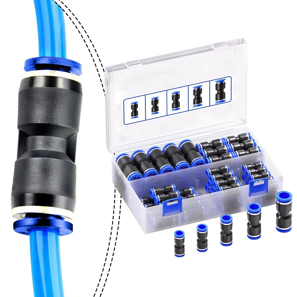 50pcs Air Straight Pneumatic Fittings Connector PU Water Pipes Quick Release Connector PU-4/6/8/10/12mm Push In Straight