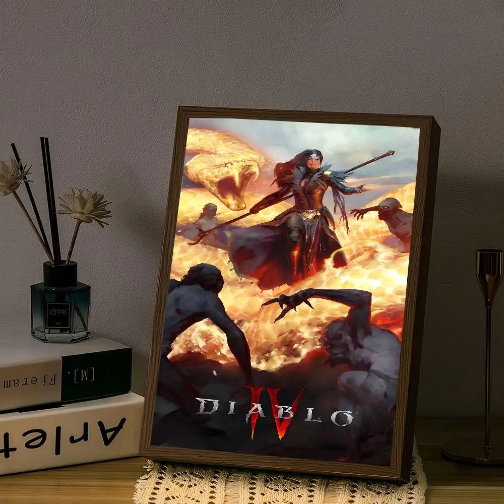 البوب آر بي جي لعبة ديابلو 4 الكلاسيكية خمر الملصقات ورق أبيض يطبع الملصقات الفنية Kawaii غرفة ديكور