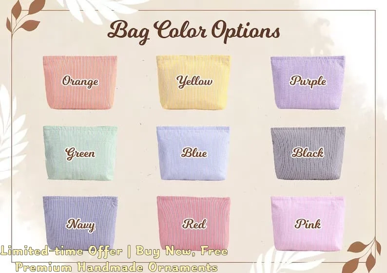 Personalized Name Chenille Letter Cosmetic Bag Custom Striped Makeup Pouch Birthday Valentine's Day Gift For Female Friend