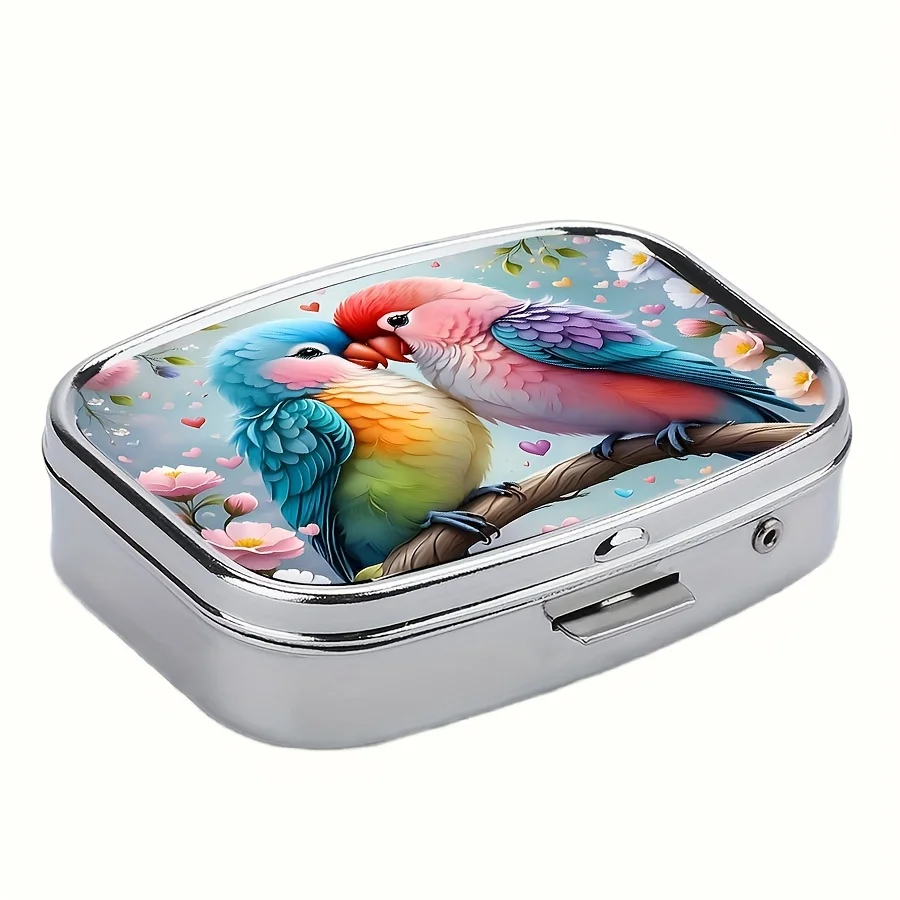 Portapillole "Birds in Love", 2 scomparti.