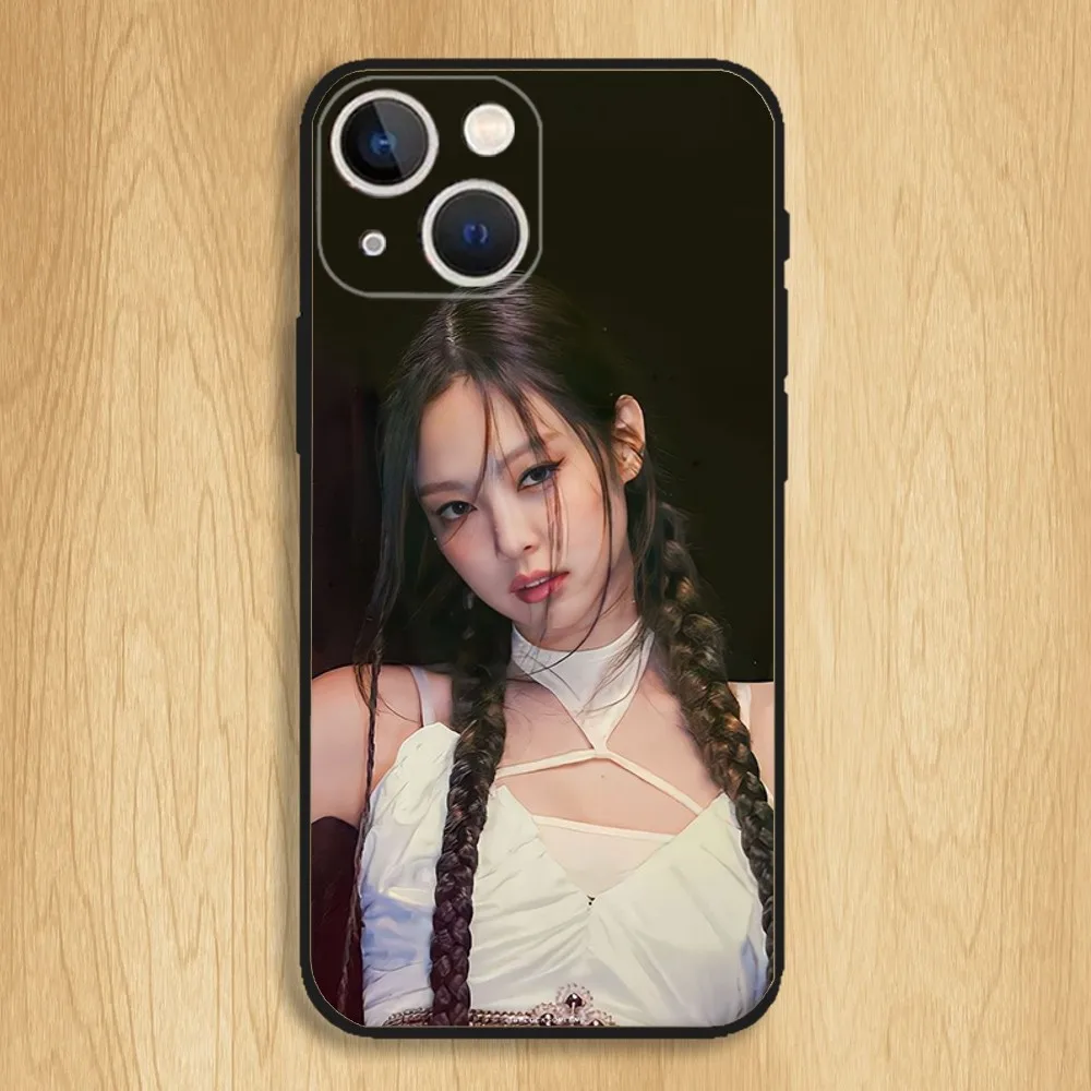 Kpop Jennie Kim Phone Case For iPhone15,14,13,12,11,Pro,Max,Plus,Mini,X,XS,XR,8,7,6,S,Plus,SE Soft Black Case