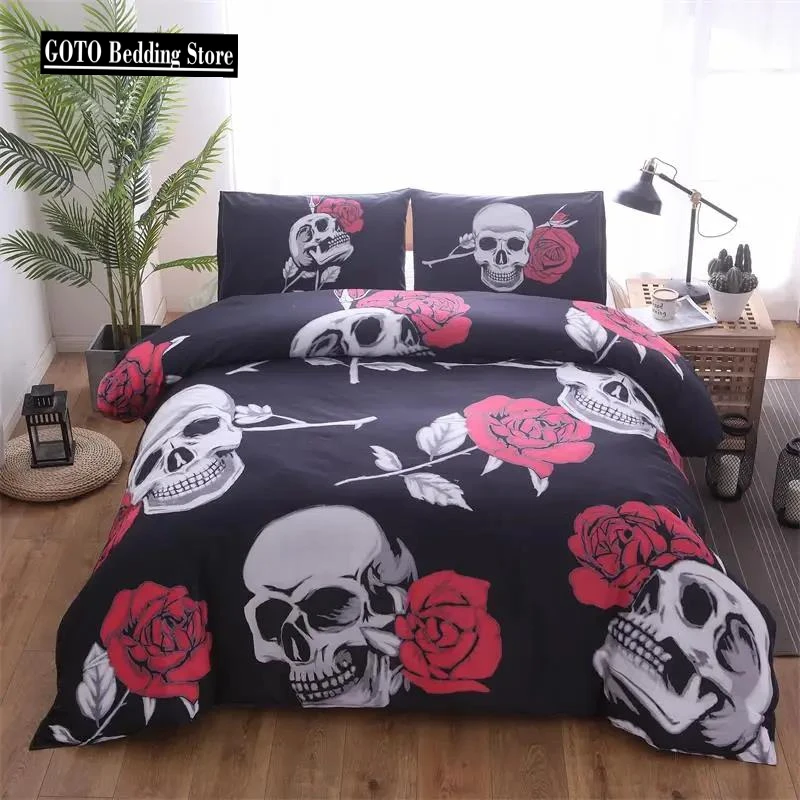 

Bedclothes dekbedovertrek 200x200 king duvet cover set bed set luxury housse de couette 220x240 Dropship OEM skull bed bedlinen