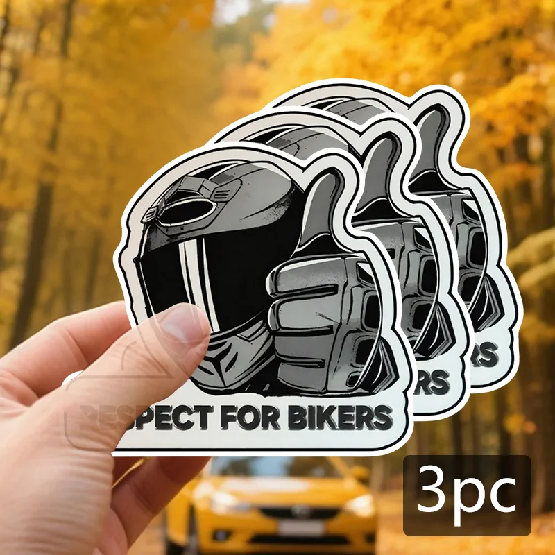 3Pcs Respect For Riders Helmet Thumbs Up Stickers, Waterproof Biker Decals for Car Laptop Mug Phone Decor