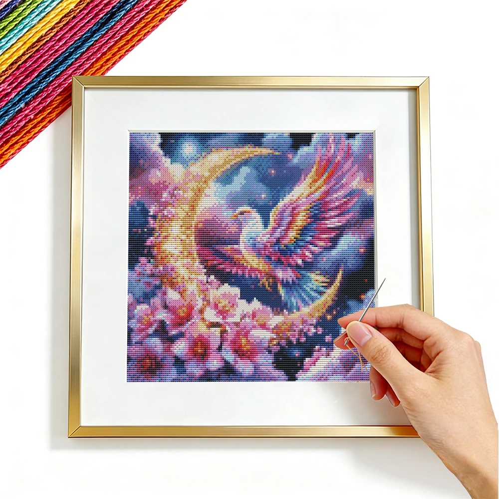 

Cross Stitch Kit Novelties Birds Animal 11CT Printed Canvas DMC Handicrafts Moon Flower Needlework Wall Decorative Paintings