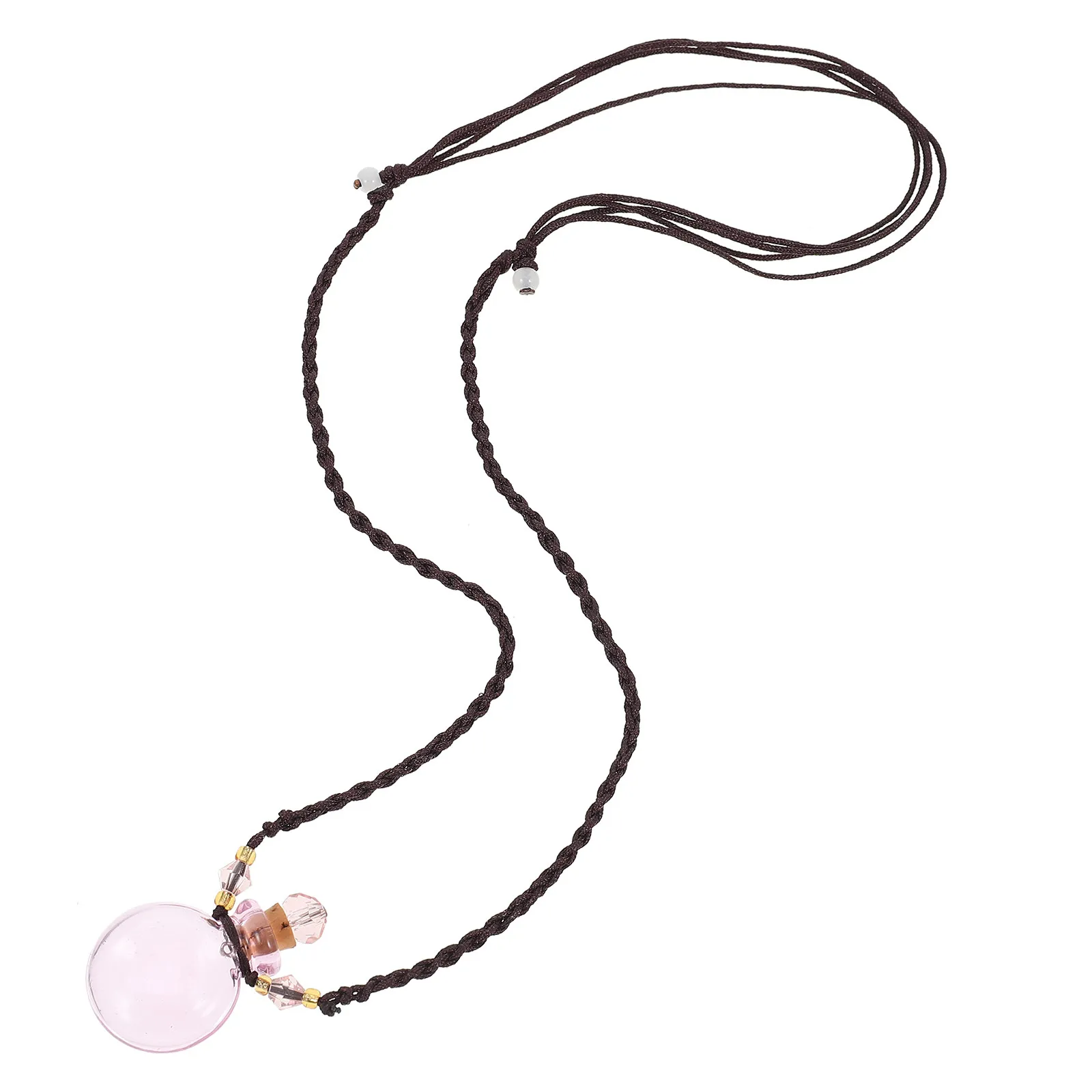 Delicate Glass Bottle Necklace Car Diffuser Aroma Pendant with Essential Oil for Fresh Air Stress Relief Mental Portable