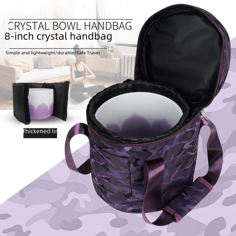 6-14Crystal Temple Bell-Inch Bag Purple with Liner Himalaya Bowl Bag Portable Bowl Bag Music Bowl Bag Temple Bell Storag