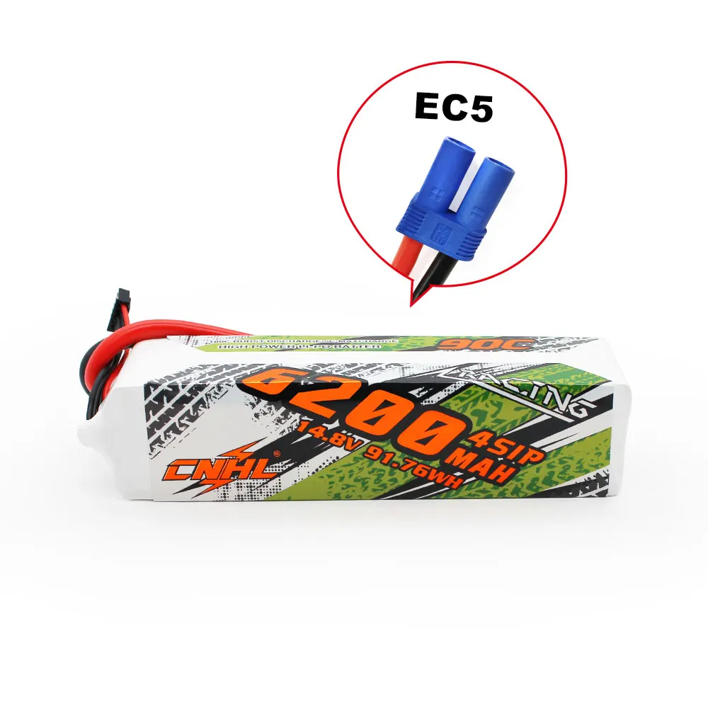 CNHL 4S Lipo Battery 14.8V 6200mAh 90C With EC5 Plug For RC Car Boat Vehicles Helicopter Airplane Truck Truggy Buggy