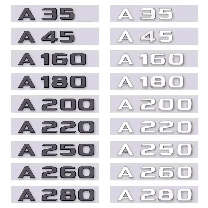 

3D ABS Car Tail Rear Trunk Letters Emblem Badge Sticker for Mercedes Benz A63 A180 A200 A220 A250 A260 A Class W177 W176 4MATIC