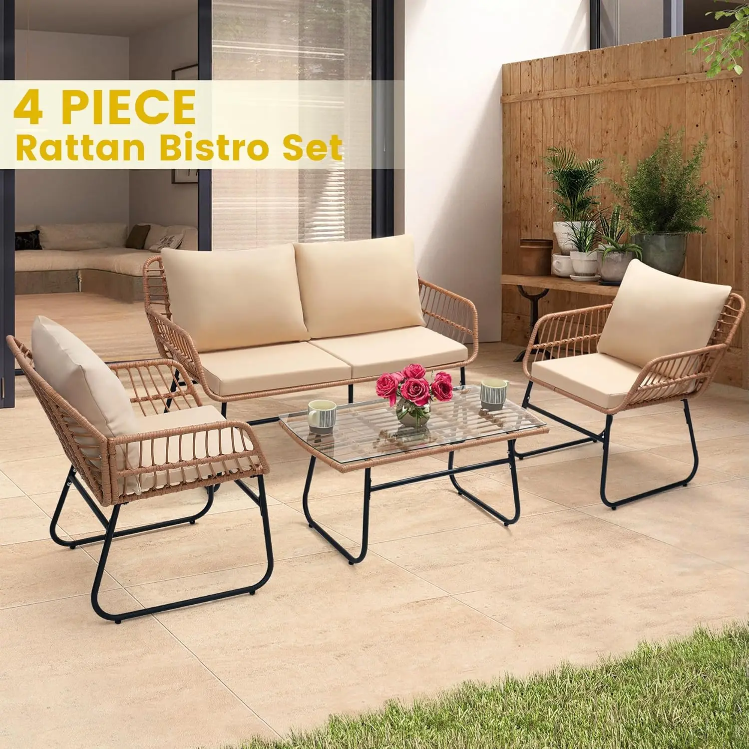 4 Piece Patio Bistro Outdoor F - Outdoor Furniture Bali recension och pris