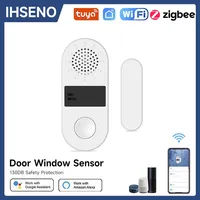 Tuya Wifi/Zigbee Door Window Sensor 130dB Sound and Light Alarm Smart Home Wireless Door Detectors Open/Close APP Remote Alarm