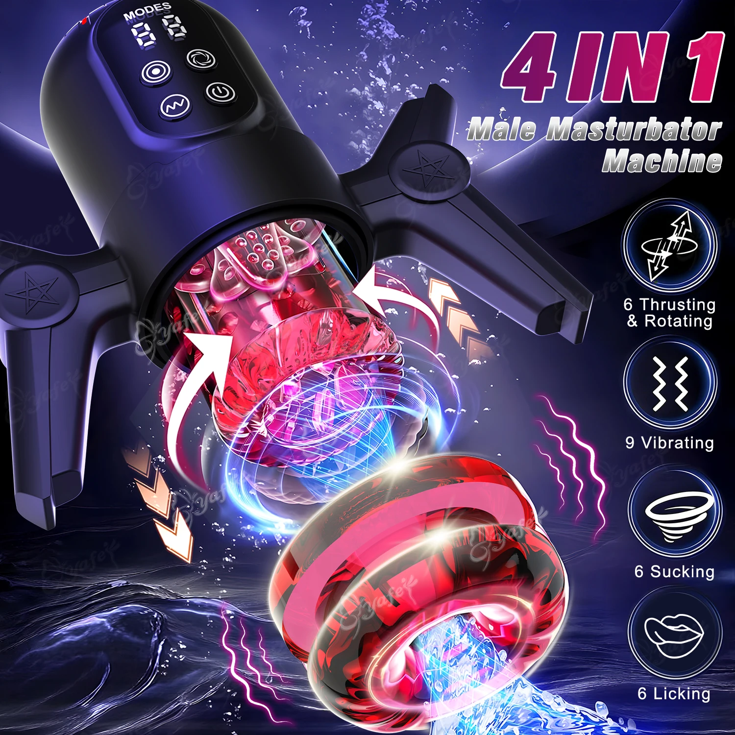 Automatic Male Masturbator Cup 9 Vibration 6 Sucking Rotating Licking Telescopic Pocket Pussy Stroker Blowjob Sex Toys For Men