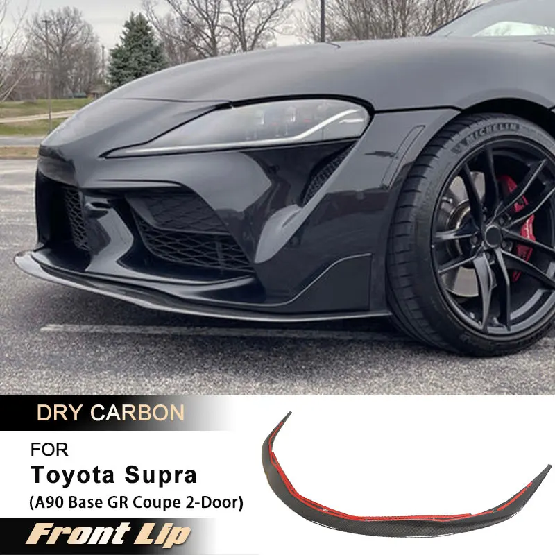 

Спойлер на передний бампер автомобиля для Toyota Supra A90 Base GR Coupe 2-Door 2018 2019 гоночный передний фартук для подбородка Prepreg Dry Carbon