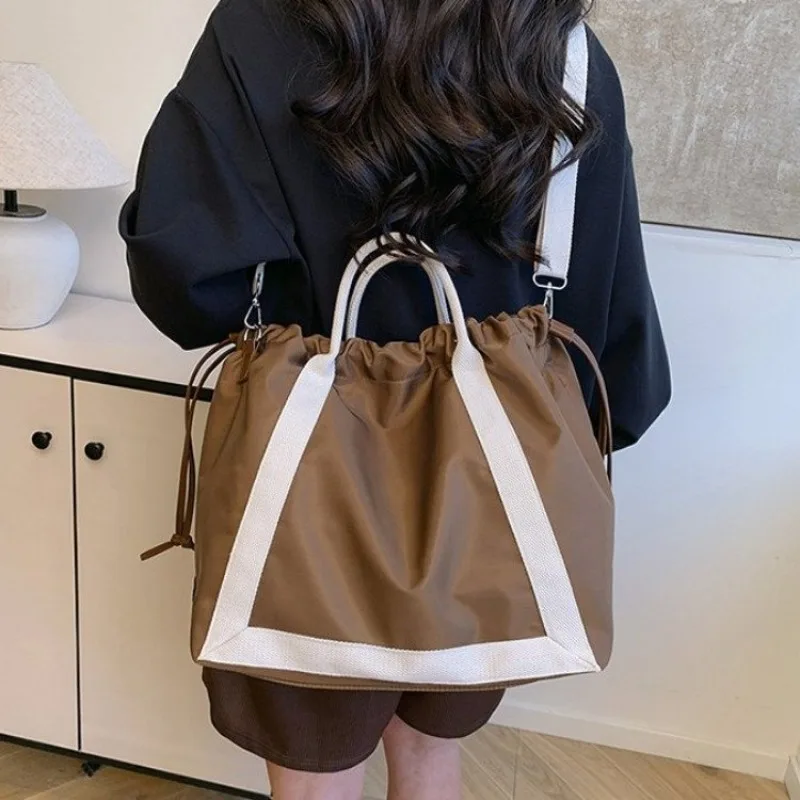 

Multi-color Nylon Bucket Tote Bag with Detachable Strap, Casual Style for Work Office Daily Commuting Shopping Travel Handbag