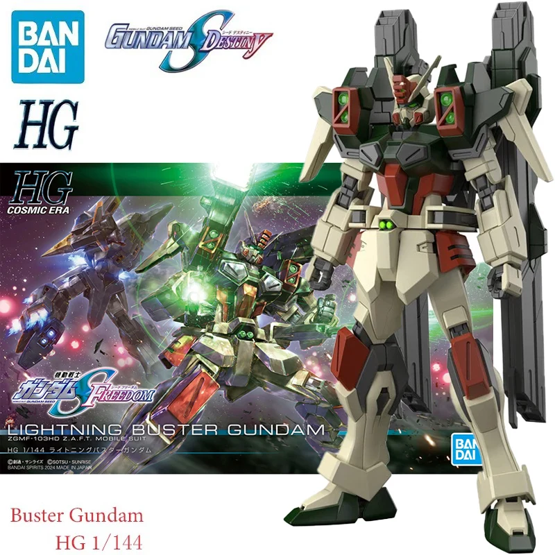 BANDAI-figura de acción de Gundam SEED FREEDOM, juguete de modelo de ensamblaje de Anime, HG 1/144, Lightning Buster Gundam, en Stock