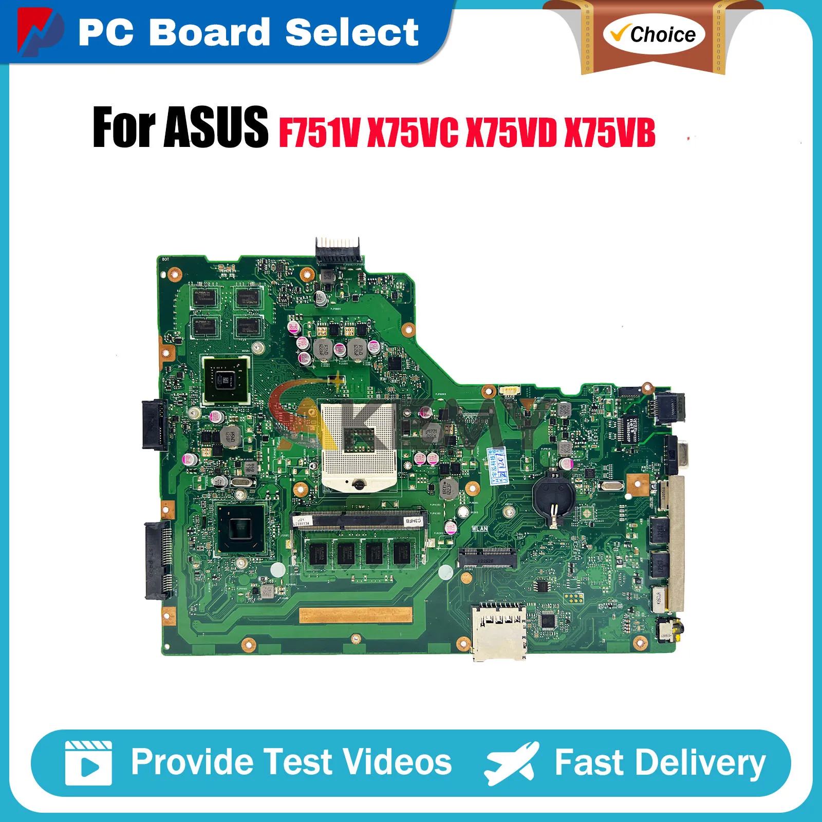 

Материнская плата для ноутбука X75VD для ASUS VivoBook X75VD X75VB X75VC F751V X75V, материнская плата для ноутбука, в наличии, 100% тестирование, ОК, быстрая доставка