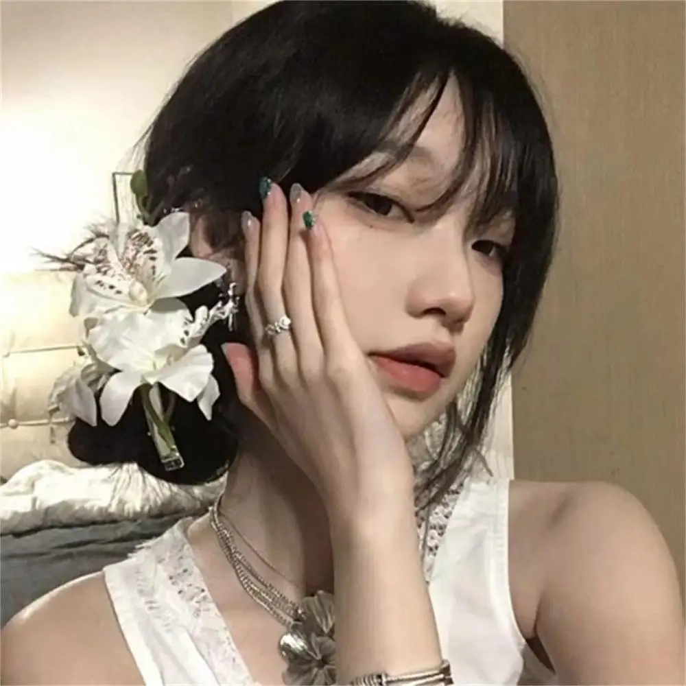 Orchid Flower Fairy Hairpins Artificial Flowers Spring Summer Floral Barrette Wedding Party Travel Hairpiece for Women Girls