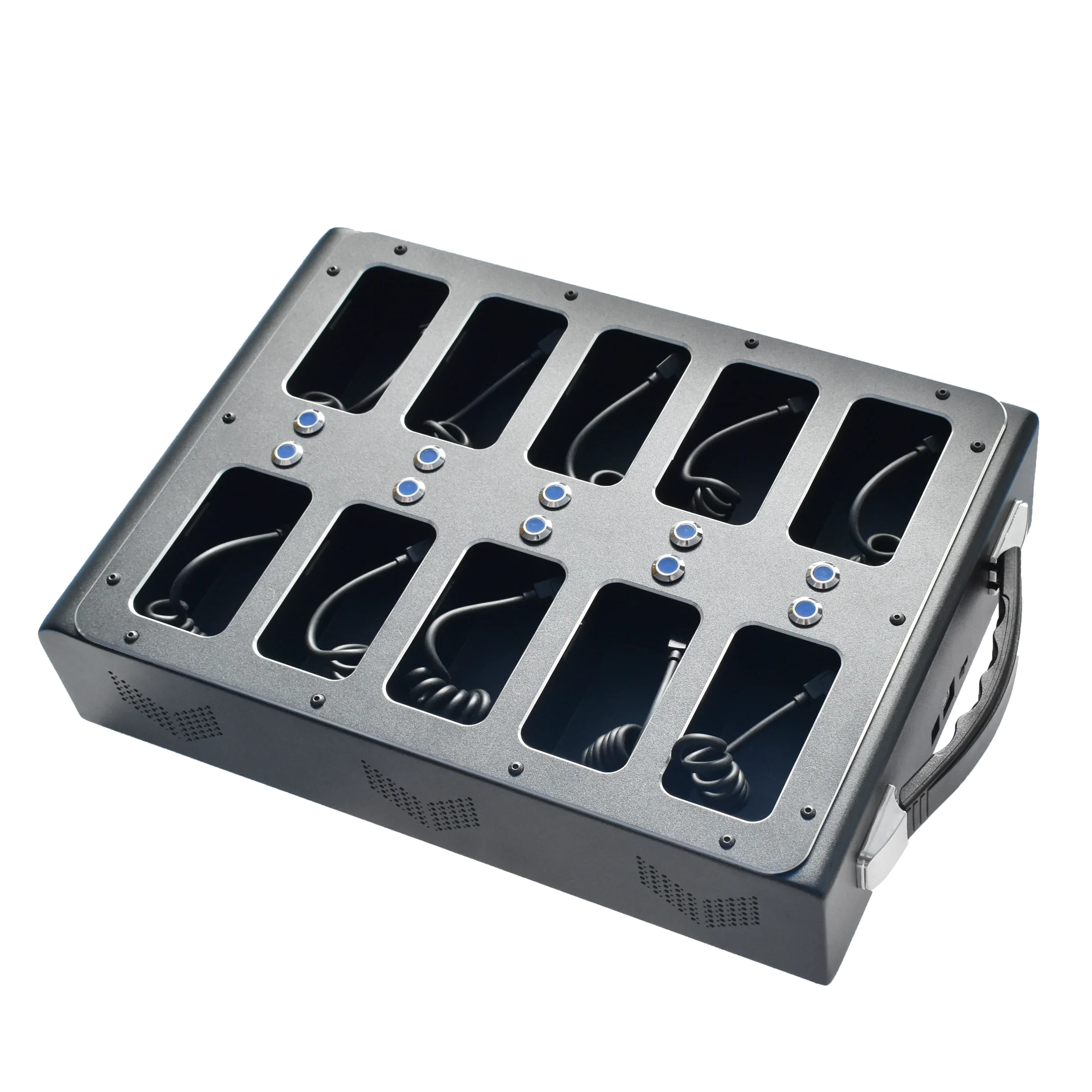 10 port docking station for body worn camera data update and power charger