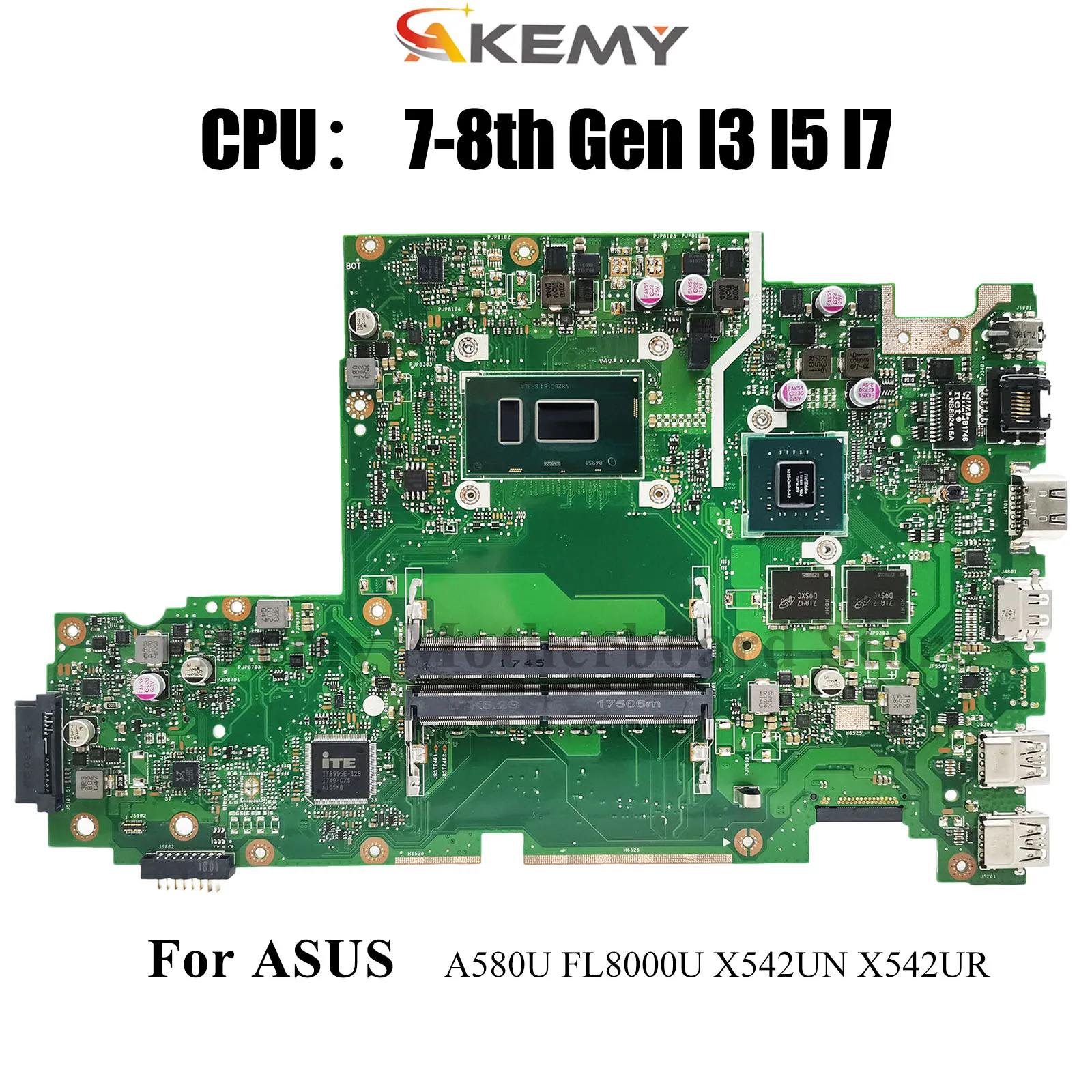 

Материнская плата для ноутбука X542UQ для ASUS X542UF X542UN X542UQR X542UR A580U X542URR X542URV FL8000U X542U с процессором I3 I5 I7