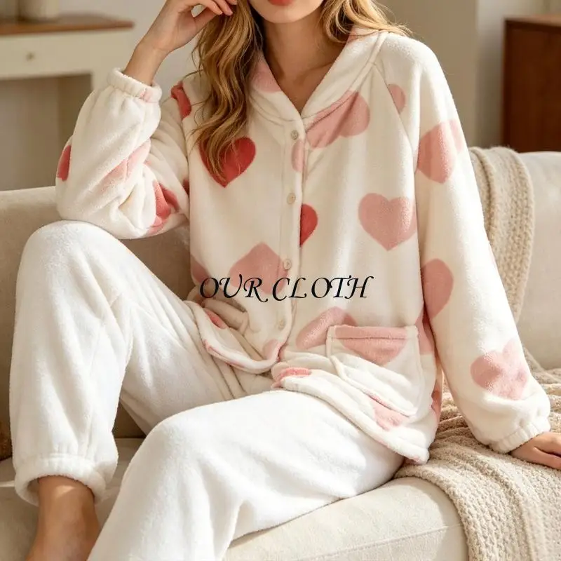 Bed Jackets for Women Fuzzy Fleece Button Up Loungewear Pajama Top Soft Warm Sleepwear Winter Coat with Pockets Y1AC