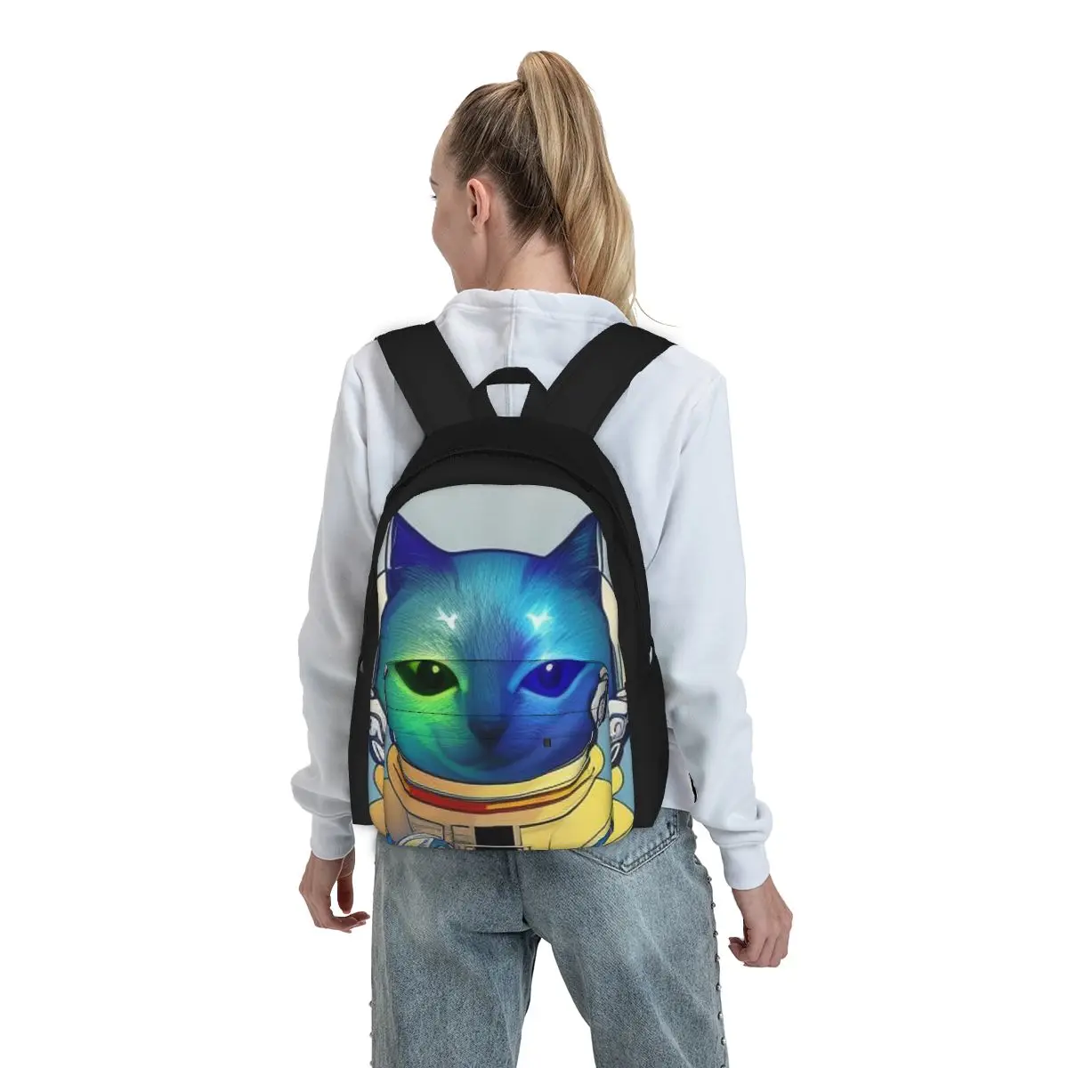 Pop Art Space Cat Mochilas para meninos e meninas, mochilas escolares infantis, mochila infantil dos desenhos animados, bolsa de ombro para laptop