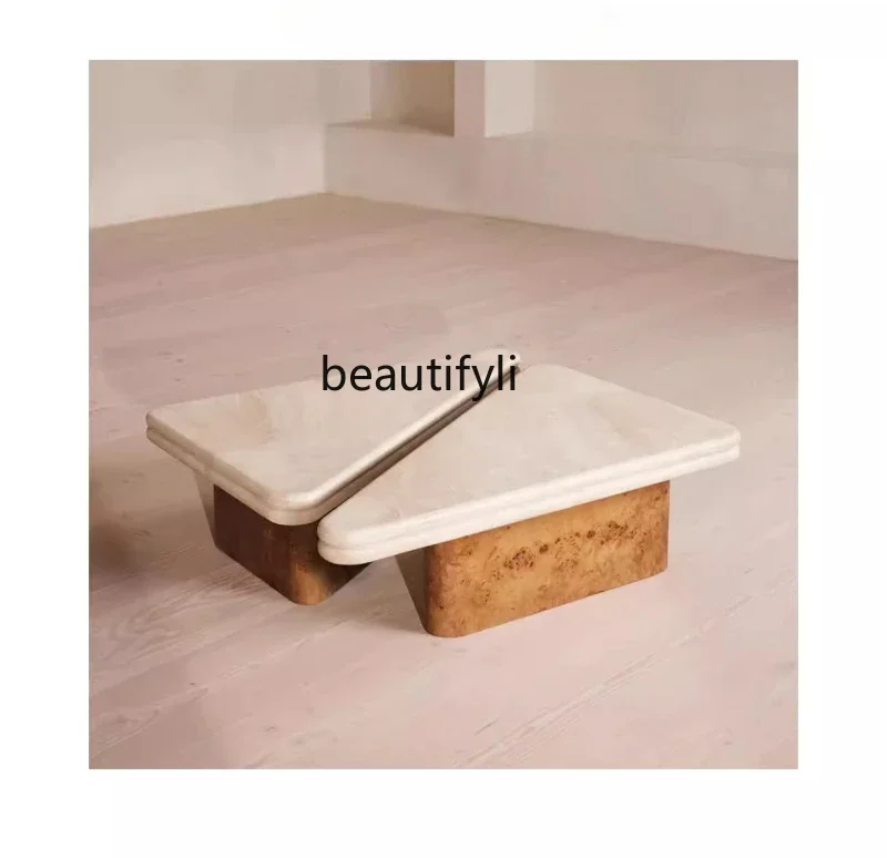 

xzqTravertine coffee table premium household combination solid wood marble coffee table